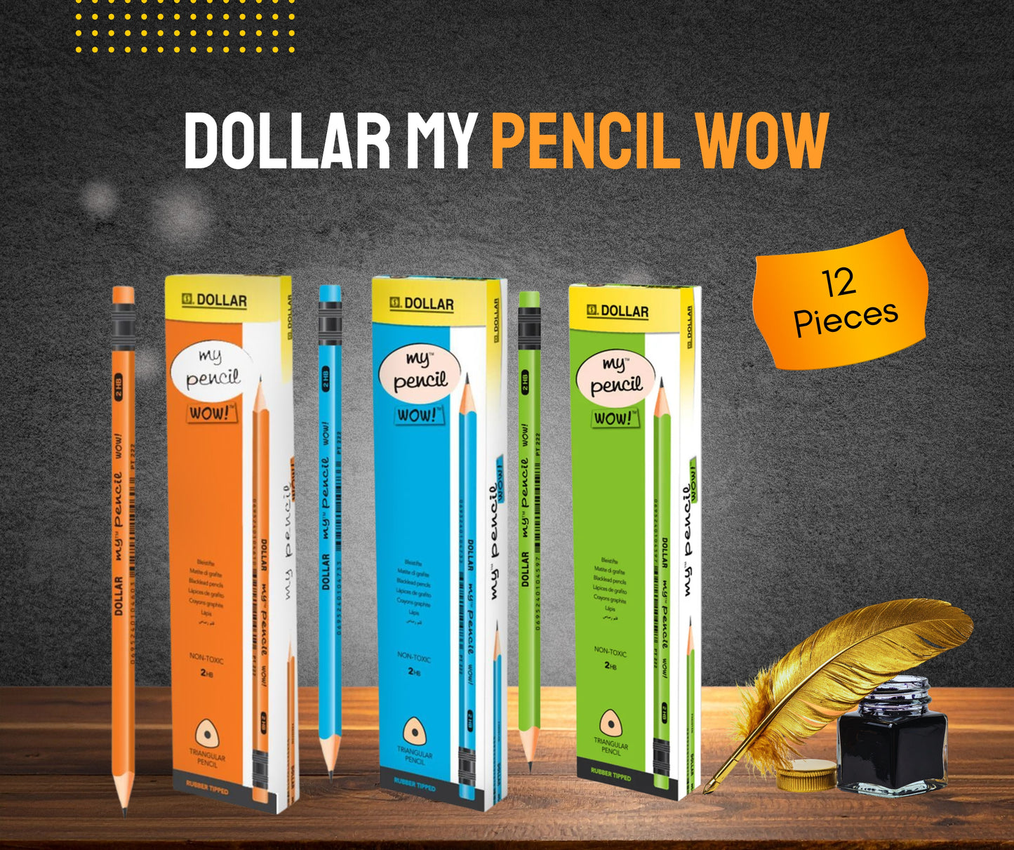 Dollar My Pencils Pack Of 12pcs Pencils GIFT INSIDE
