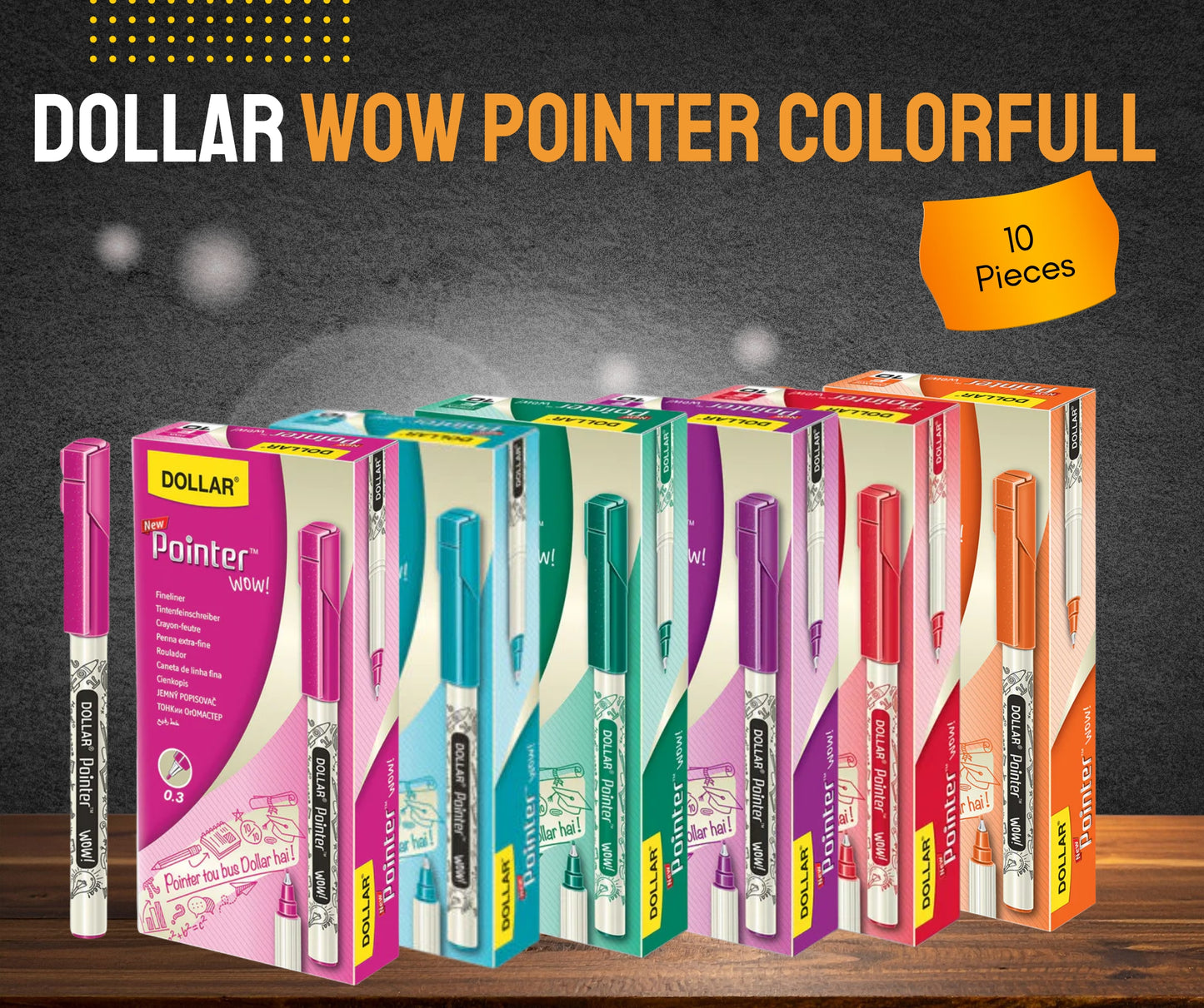 DOLLER WOW POINTER ALL COLOR 10 PIECES BOX