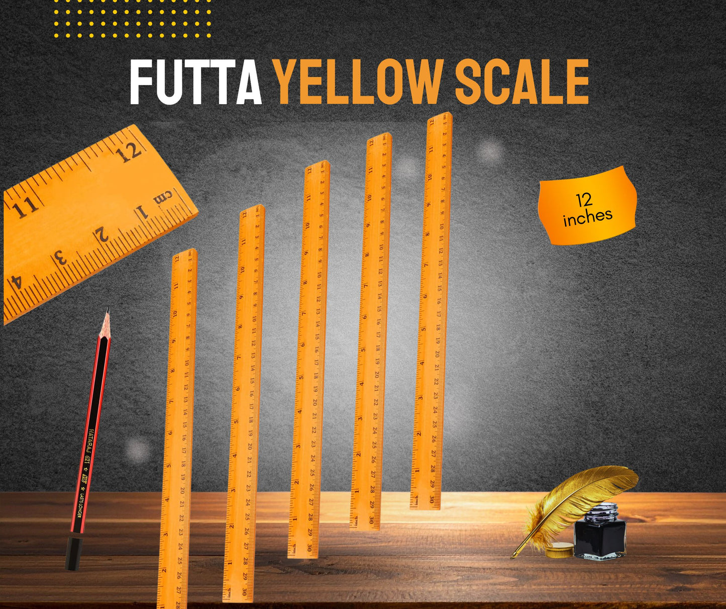 FUTTA SCALE 12 ICNHES YELLOW BEST QUALITY