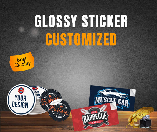 GLOSSY STICKER MINI CUSTOM SIZE 140gsm MINIMUM 10 PRINTS