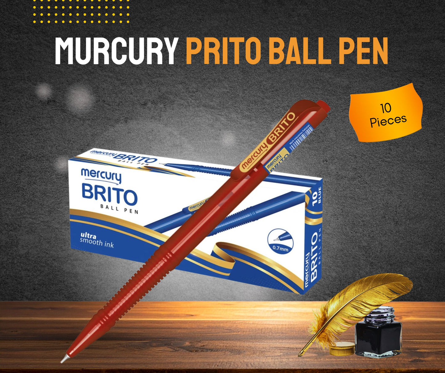 BRIGHTO RED BALL PEN 10 PIECES BOX