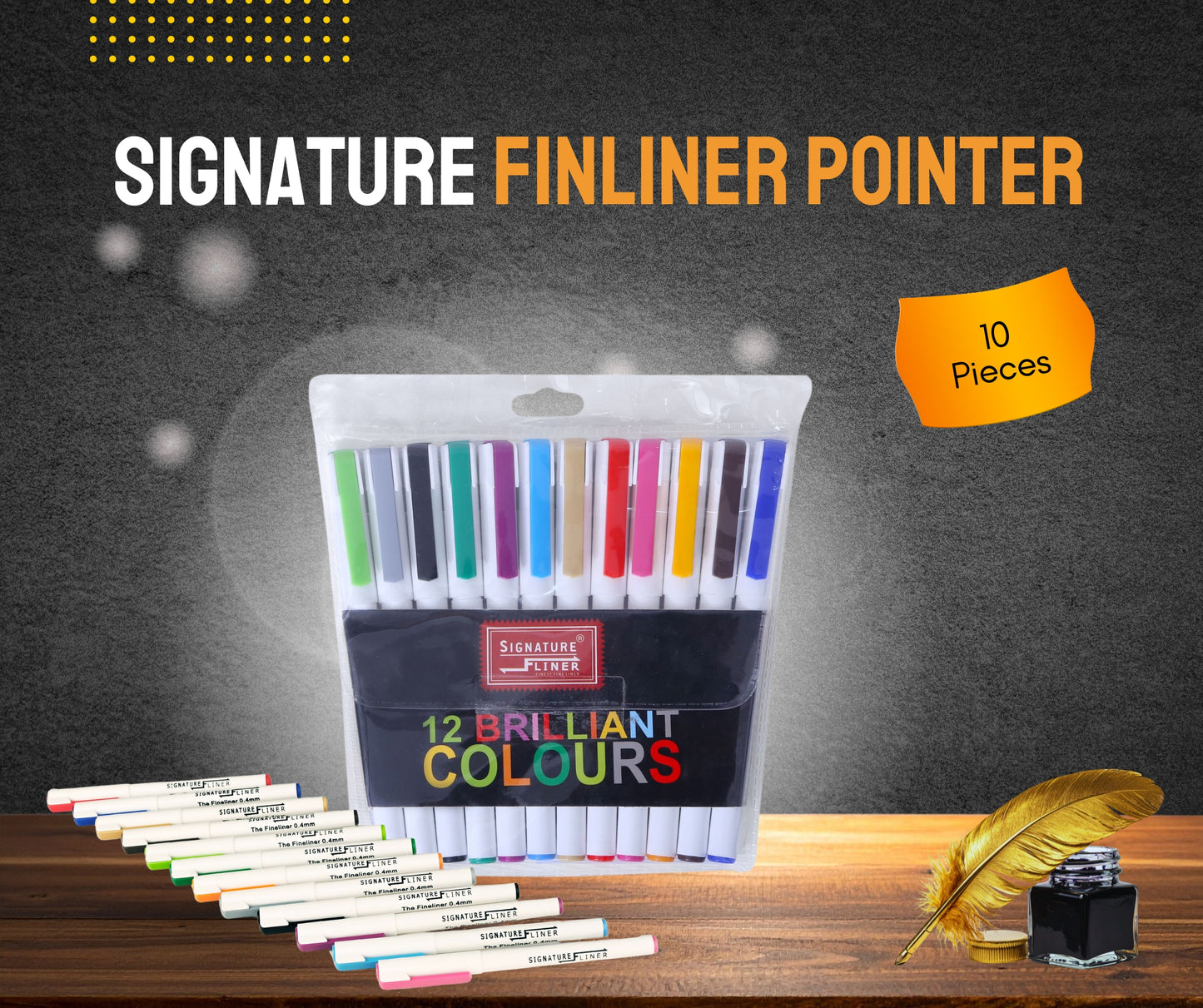 SIGNATURE FINLINER COLORFULL POINTER 12 PIECES SET