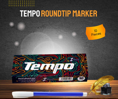 TEMPO ROUND MARKER BLUE / BLACK 10 PIECES BOX