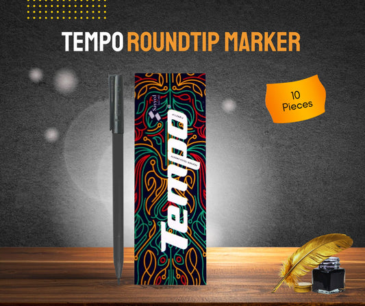 TEMPO ROUND MARKER BLUE / BLACK 10 PIECES BOX